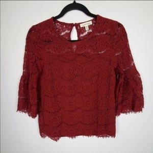 Monteau Los Angeles Wine Lined Bell Top